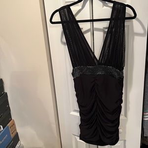 Large Black Ruched Style Body-con Dress